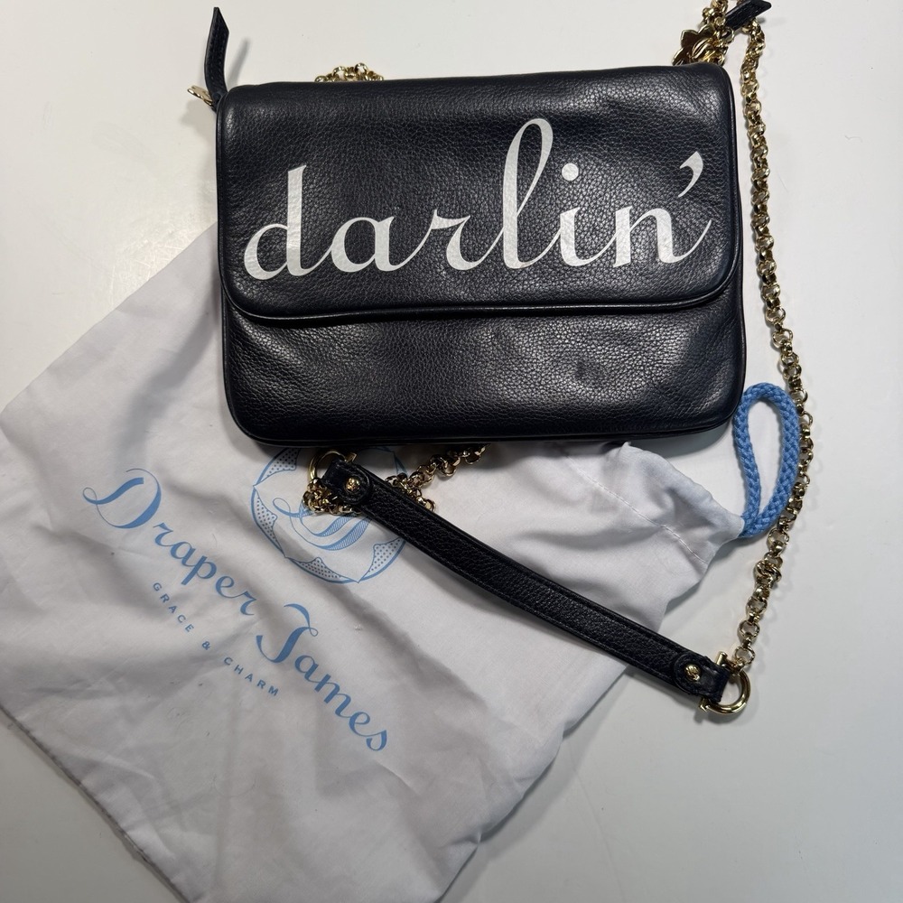 Draper James Darlin'/Sugar Purse Handbag Navy Leather W/ Dustbag